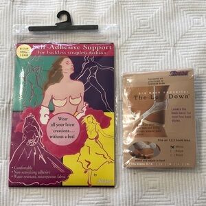 Braza Low Down Adjustable Bra Strap White One Size Fits All and 2 Pair Pasties